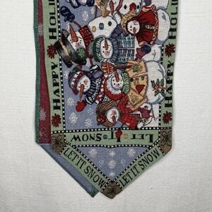 VTG Holiday Table Runner Tapestry Snowman Let It Snow 69"‎ Christmas Winter